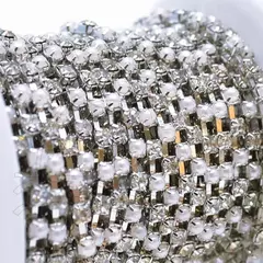 Corrente de Strass/Pérola Prata - nº 10 CR2 - comprar online