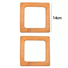 Alças de Madeira Quadrada para Bolsas 14cm - Círculo Par