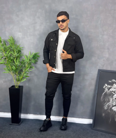 Jaqueta jeans preta - comprar online