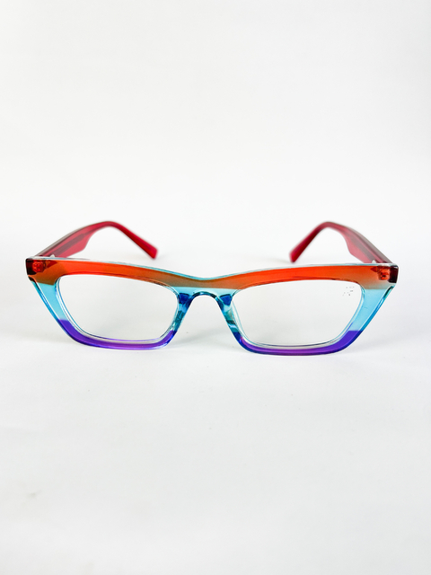 ÓCULOS DE GRAU LARANJA COM AZUL E ROXO AF 013