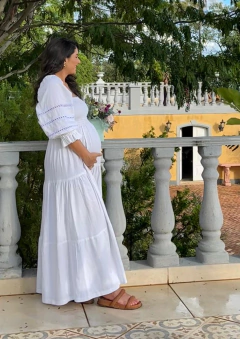 Vestido Olívia longo branco - renda tulipa