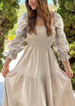 Vestido Olívia Cappuccino - renda joy