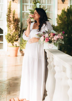 Imagem do Vestido Olívia longo branco - renda tulipa