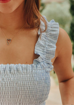 Vestido Letícia (vichy medio azul bebê) - comprar online