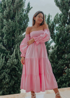 Vestido Isabela (vichy pequeno rosa) - comprar online