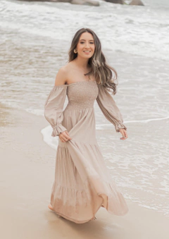 Vestido Isabela cappuccino - Três Flores Ateliê