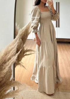 Vestido Olívia longo Cru renda Fiore - comprar online