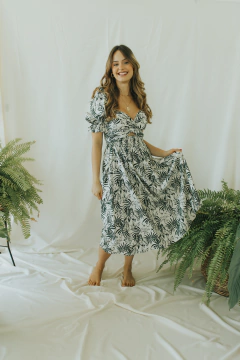 Vestido Jacque costela-de-adão verde escuro - comprar online