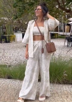 Trijunto Nicole estampa costela-de-adão bege - comprar online