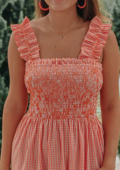 Vestido Letícia (vichy medio laranja)