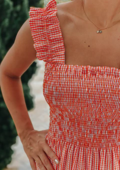 Vestido Letícia (vichy medio laranja) na internet