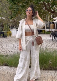 Trijunto Nicole estampa costela-de-adão bege