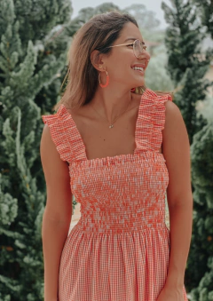 Vestido Letícia (vichy medio laranja) - loja online