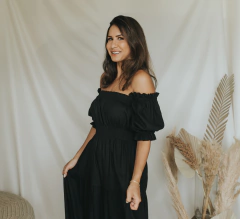 Vestido Malu Preto - Três Flores Ateliê