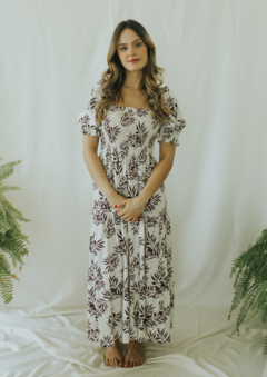 Vestido Luciana estampa vinho