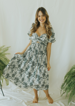 Vestido Jacque costela-de-adão verde escuro