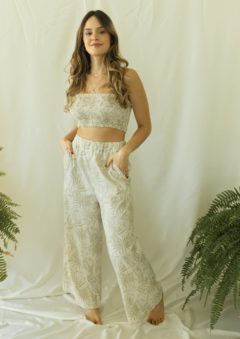 Conjunto Nicole estampa costela-de-adão bege