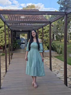 Vestido Malu midi verde menta na internet