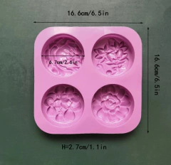 Molde silicona jabones redondos flor x4 - comprar online