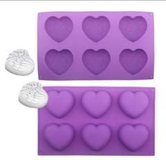 Molde corazon de plumas x 6
