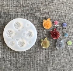 Molde silicona rosas con hoja x7 - comprar online