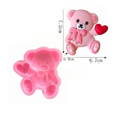 Molde silicona oso corazon y moño chato - tienda online