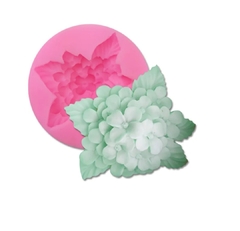 Molde silicona bouquet hortensia con hojas - tienda online