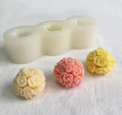 Molde de silicona bola de rosas mini x 3 - Nonnalucia