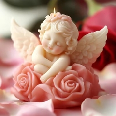 Molde silicona angel con rosas