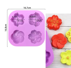 Molde silicona jabon flores x 4