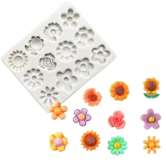 Molde de silicona flores varias x 12 en internet