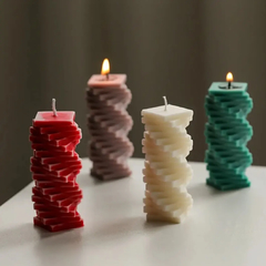 Molde silicona columna espiral cuadrada 3d