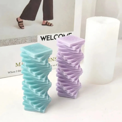 Molde silicona columna espiral cuadrada 3d