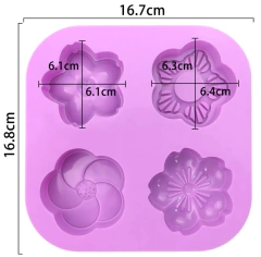 Imagen de Molde silicona jabon flores x 4