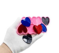 Molde silicona dijes corazones x 6
