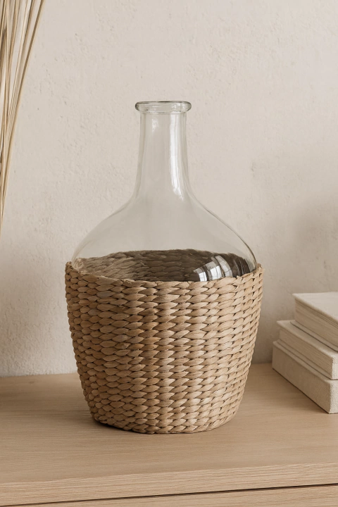 Florero Vidrio y Fibras Botellon 33cm - comprar online