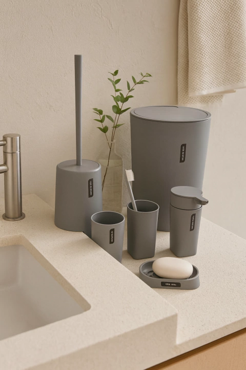 Set de Baño 6 Piezas Gris - comprar online