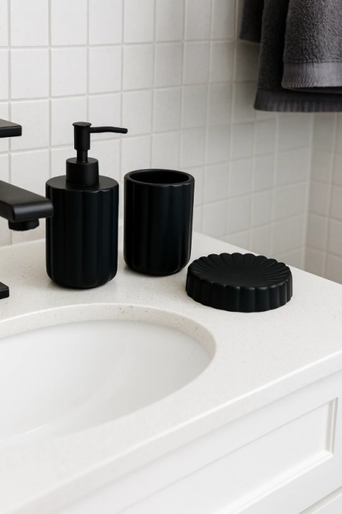Set de Baño 3 Piezas Ceramica Negro - comprar online