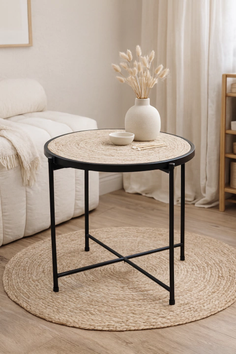 Mesa Ratona Fibras + Hierro 45cm x 45cm - comprar online