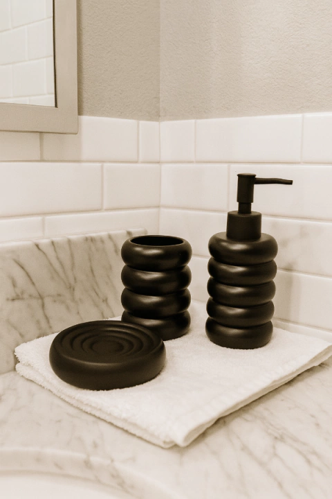 Set de Baño 3 Piezas Ceramica Negro - comprar online