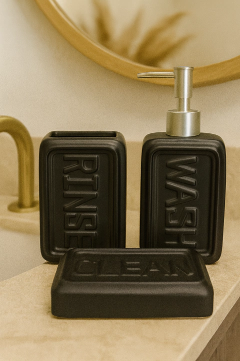 Set de Baño Negro Ceramica 3 Piezas - comprar online