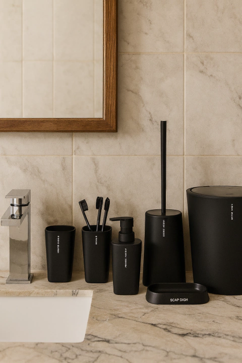 Set de Baño 6 Piezas Negro - comprar online