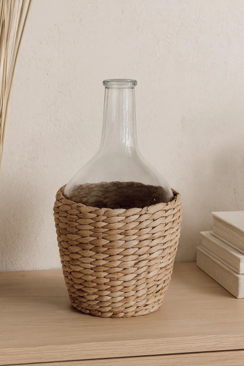 Florero Vidrio y Fibras Botellon 26cm - comprar online