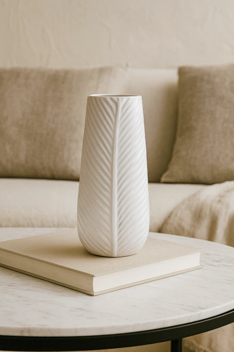 Florero Blanco Ceramica 20cm - comprar online