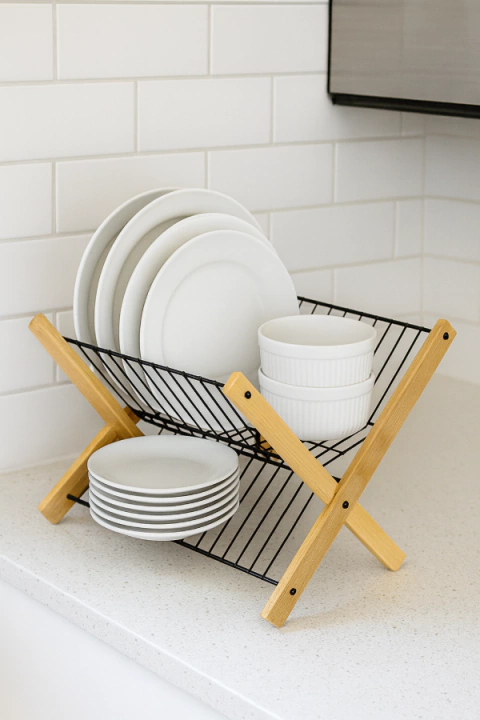 Seca Platos Metalico y Bambu - comprar online