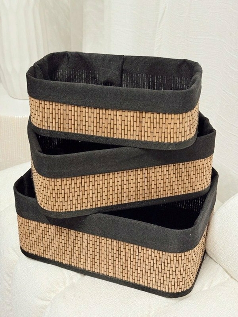 Set 3 Organizadores Bambu Black Rectangular - comprar online