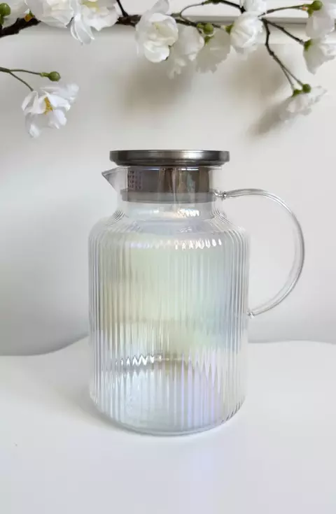 Jarra Vidrio Tornasol Rayada 1,800ml - comprar online