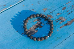 PULSEIRA PEDRA VULCANICA - ESFERA PRATA 925 - loja online