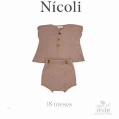 Conjunto de punto jersey y short palo de rosa 18 meses Nícoli