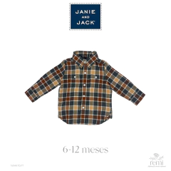 Camisa cuadros cafés 6-12 meses Janie & Jack